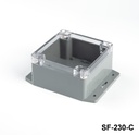 [SF-230-C-0-DT-AP] SF-230 IP-67 Montaj Ayaklı Contalı Kutu (Koyu Gri, ABS, Şeffaf Kapak) 14081