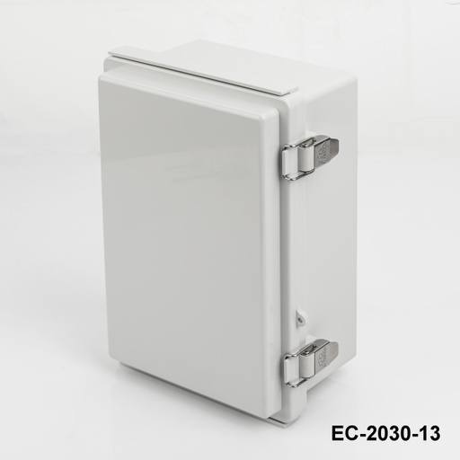 [EC-2030-13-0-G-0] EC-2030 IP-67 Scharnierende kunststofbehuizingen (Lichtgrijs, ABS, met montageplaat, Platte Dekking, Dikte 130 mm)