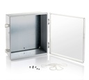 EC-3535 Hinged IP-67 Plastic Enclosures ( Light Gray , with Mounting Plate, Transparent Cover , Thickness 150mm)